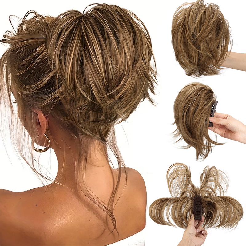 Claw Clip Messy Bun Hair Piece - Extensiones de cola de caballo con