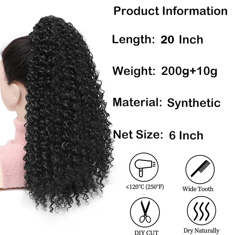 Extensiones de cola de caballo - Drawstring Afro Curly Puff Ponytail reseña y precio