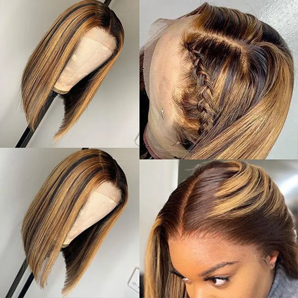Peluca rubia con reflejos, pel - Pre Parted 13X4 Lace Front Bob Wig reseña y precio