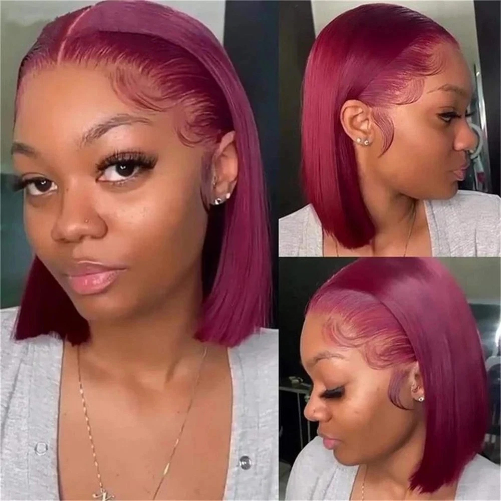 Pelucas cortas de color 99J, t - Pre Parted 13X4 Lace Front Bob Wig reseña y precio